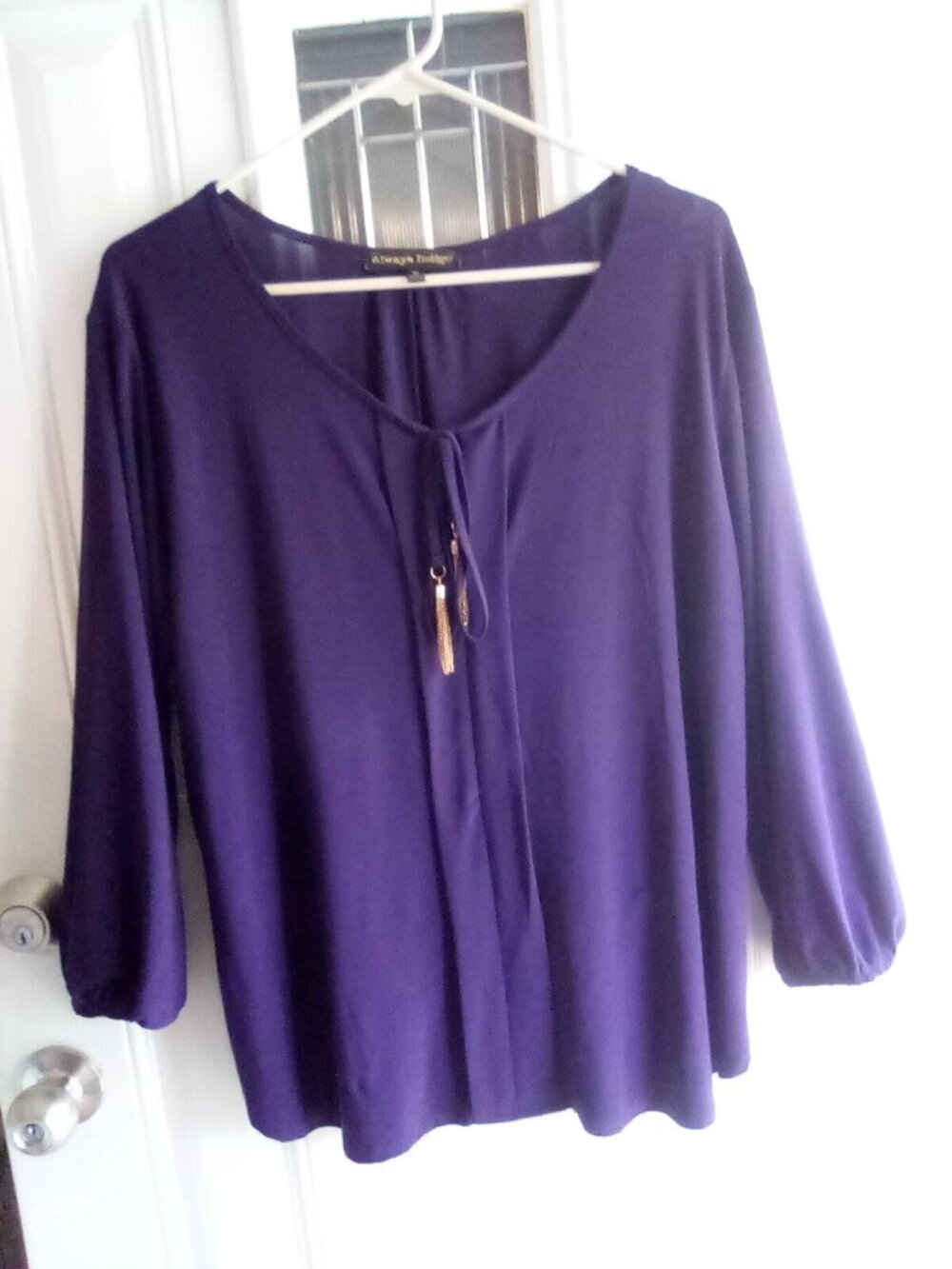 Always Indigo Tie Front Blouse XL